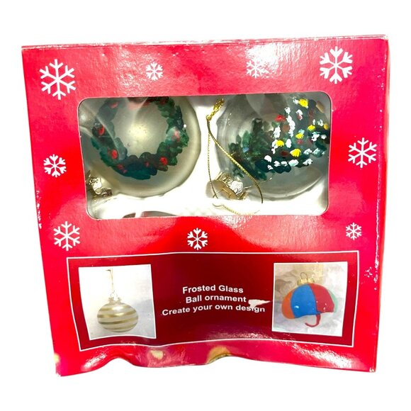 Hand-Painted Frosted Glass Ball Ornaments – Set of 4 – Jo-Ann Stores DIY Kit – H - Picture 1 of 3